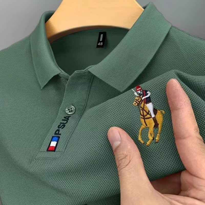 Camisa polo de manga curta de verão masculina Street Wear Casual lapela solta camiseta Paul Plus Size camisa bordada top