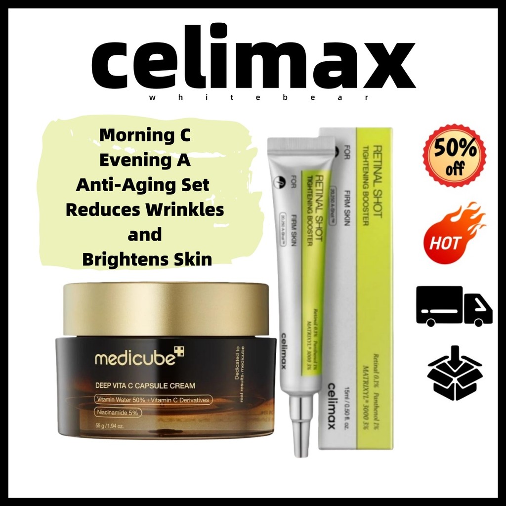 4.4 [celimax + medicube] Creme Cápsula De Vitamina C Profunda + Para Olhos Vita-A | Reparação De Barreiras Firmador Pele em Oferta na Shopee