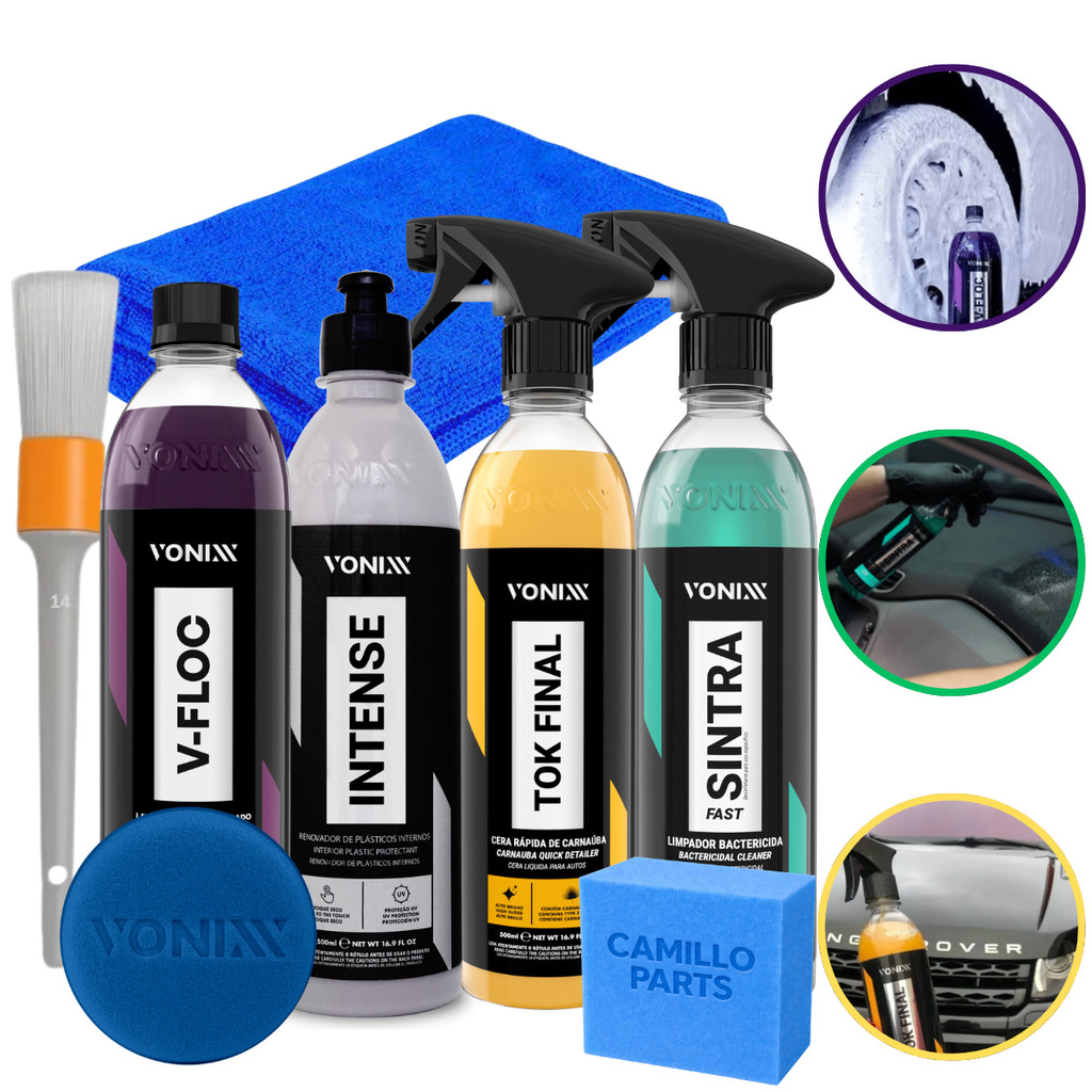 Imagem Kit Shampoo V-Floc Cera Tok Final Sintra Fast Intense Revitalizador de Plásticos Vonixx