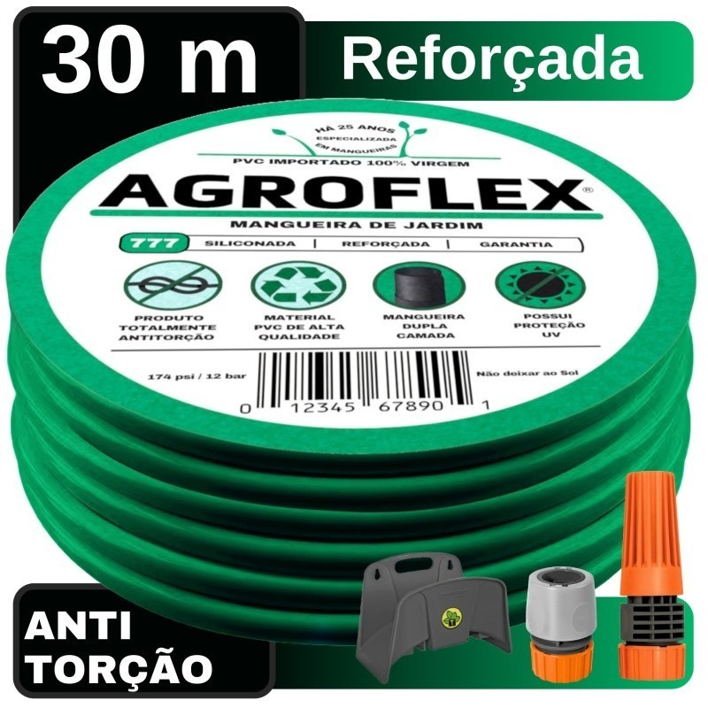 Mangueira Jardim AgroFlex 30Metros e Kit Esg. Tramontina Profissional