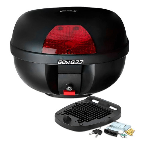 Bau Bauleto Moto 33 Litros Gow Preto Base Fixação