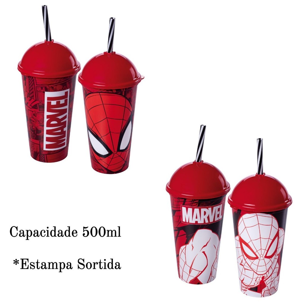 Copo Infantil Plasútil Shake Com Estampa Homem-Aranha De 500ML