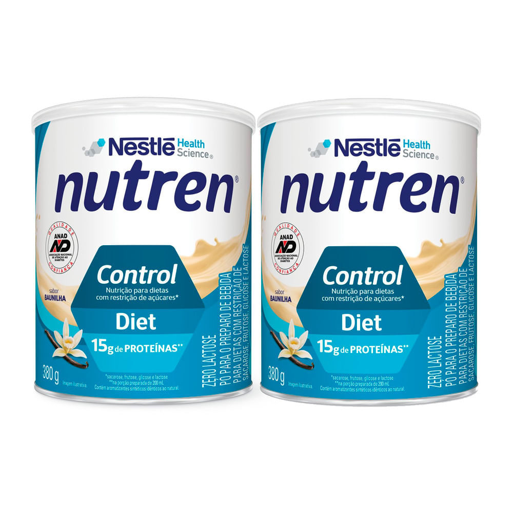 Kit 2 Nutren Control Diet Baunilha Complemento Alimentar 380g em Oferta na Shopee