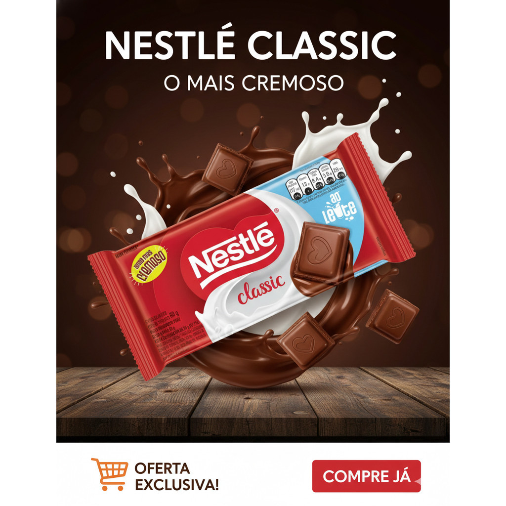 Kit 16 Barras de Chocolate Nestlé Classic Ao Leite 80g - Páscoa/ Lembranças/ Brinde/ Aniversário/ Promoção em Oferta na Shopee