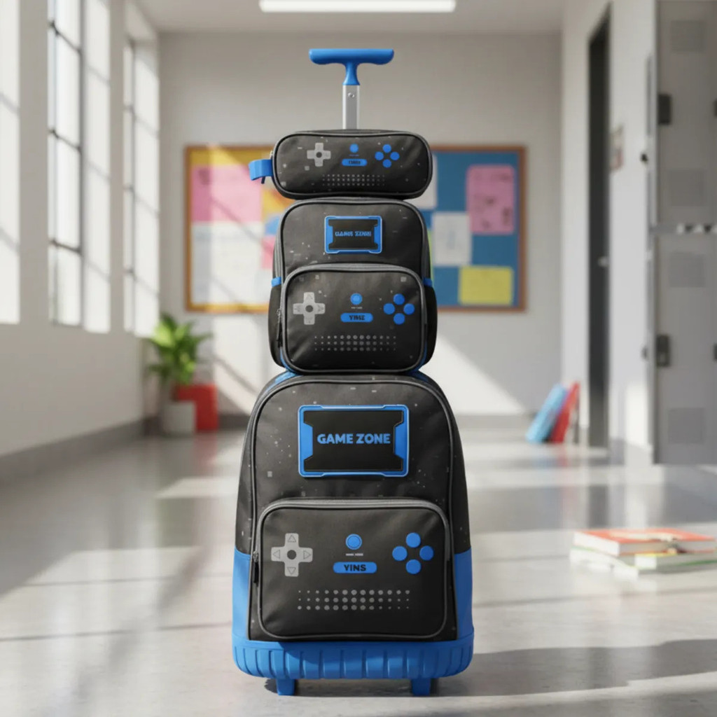 Kit Mochila De Rodinhas Escolar Gamer Lancheira Térmica em Oferta na Shopee