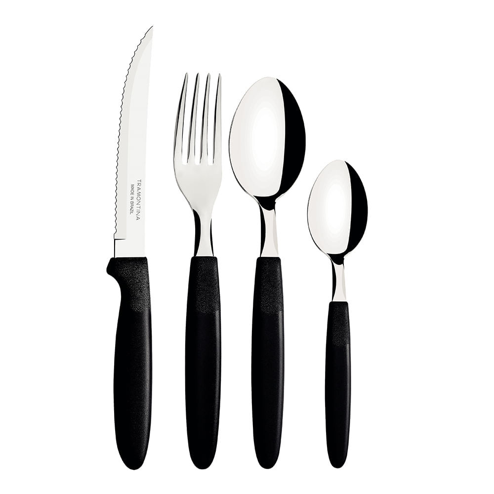 Faqueiro Tramontina Ipanema Preto com 24 Peças em Oferta na Shopee