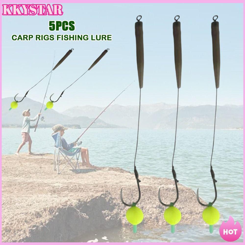 KKXYSTAR 5 Peças De Gancho De Pesca De Carpa , 3 #-10 Equipamento De Cabelo Pronto , Isca Equipamentos