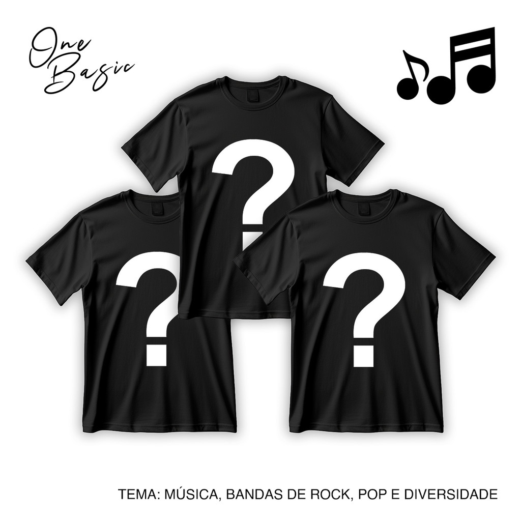 Kit 3 a 1 Camisetas Surpresas Música, Pop, Rock - Queima de Estoque Super Saldão Camisa Blusa Algodão Unissex