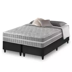 Cama Box King Bipartido Preto + Colchão Molas Ensacadas Zidi Alabama 193x203x61cm