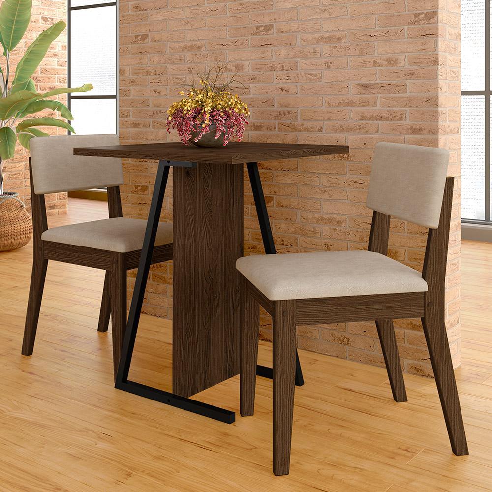 Conjunto De Mesa Com 2 Cadeiras Arkansas Imbuia/bege - M. Arapongas