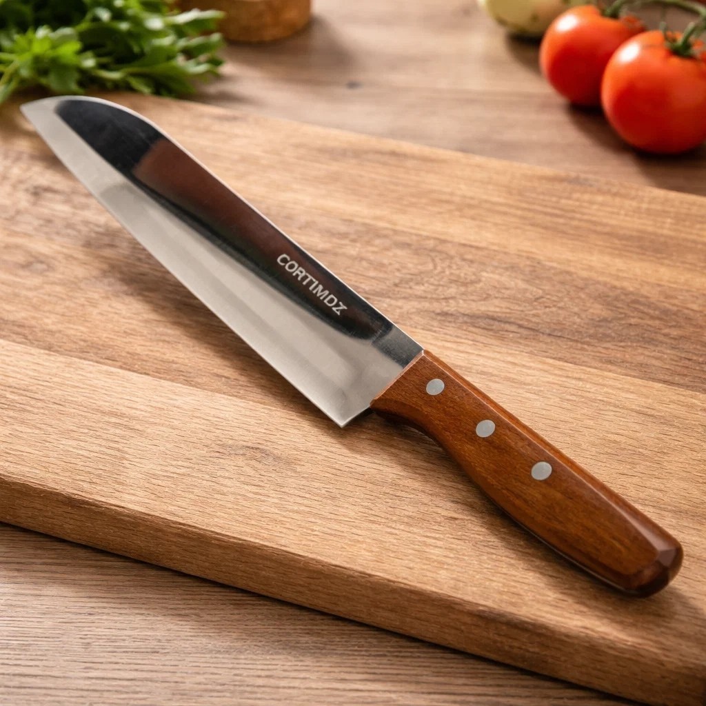 Faca Lâmina Corte Cabo Madeira Fatiador Carne Talher Afiado Desossar Cozinha Achadinhos