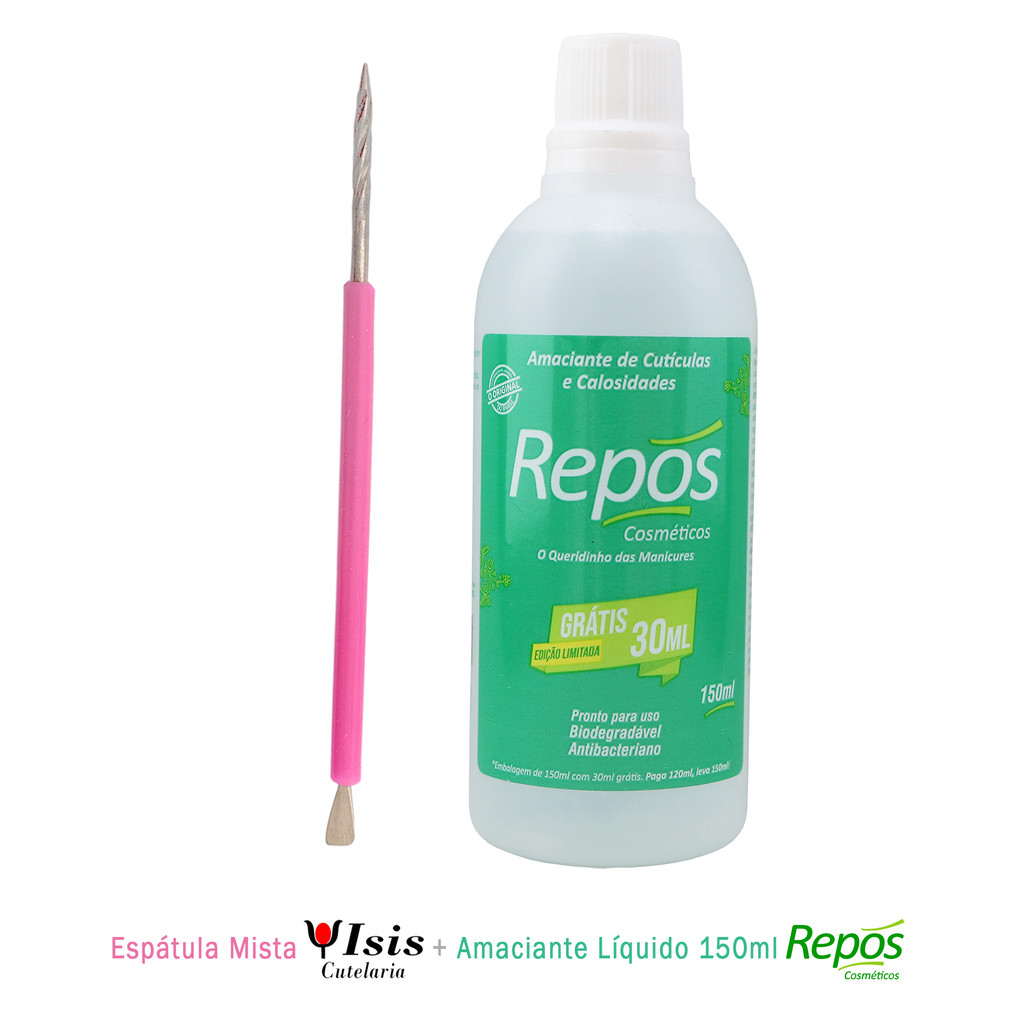 Espátula Mista Isis Cutelaria + Amaciante Cutícula Repós 150ml