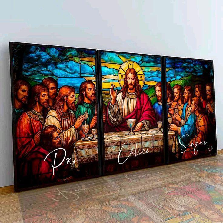 Quadro Decorativo última ceia kit com 3 peças alta resolução nas imagens