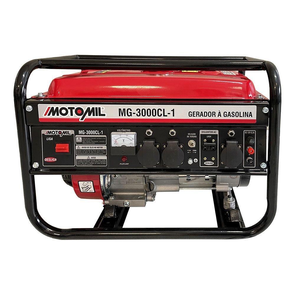 Gerador de Energia a Gasolina 196cc 6HP 2,8KVA MG-3000CL-1 Bivolt Motomil