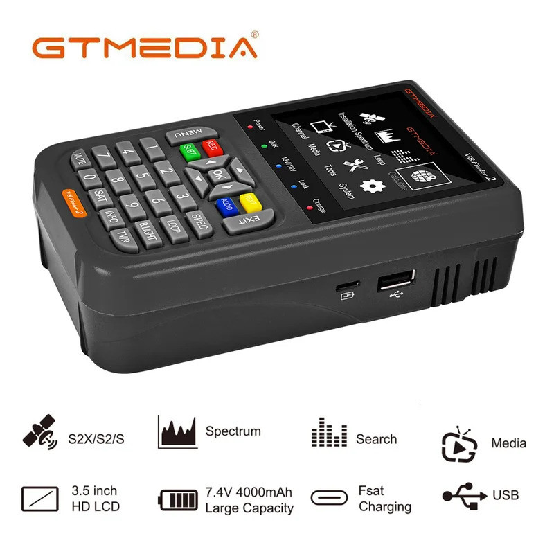 GTMEDIA V8 Finder2 Satélite Localizador Digital FTA DVB-S/S2/S2X Detector De Sinal Receptor Tela LCD Para Ajustar Placa