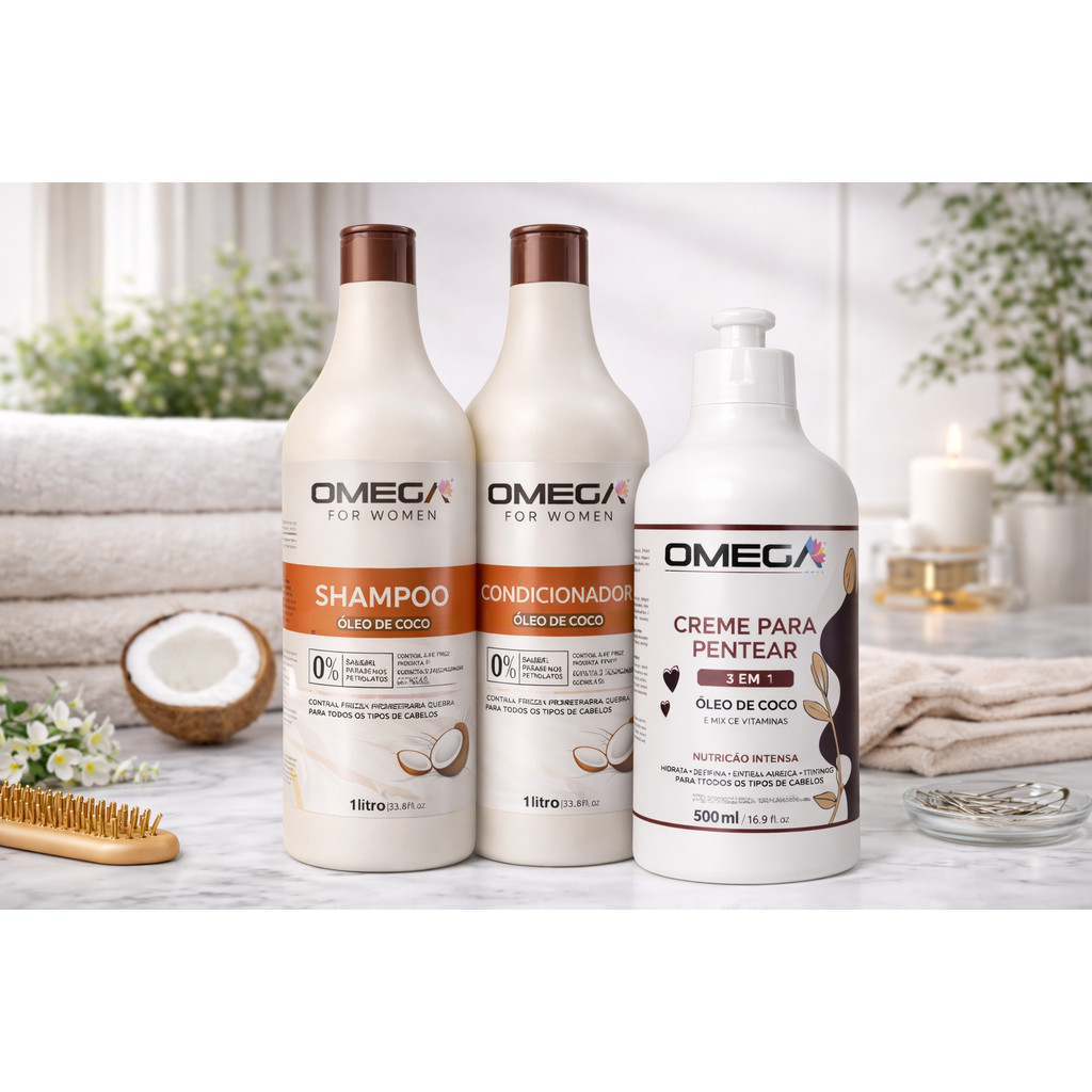 Kit Bomba de Vitaminas Shampoo 1L + Condicionador 1L + Creme de Pentear Crescimento e Força