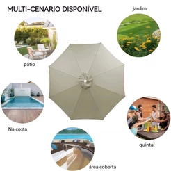 Capa De Substituição Para Guarda-Sol 3m 8 Varetas Tecido De Poliéster Impermeável Ombrelone Jardim Piscina