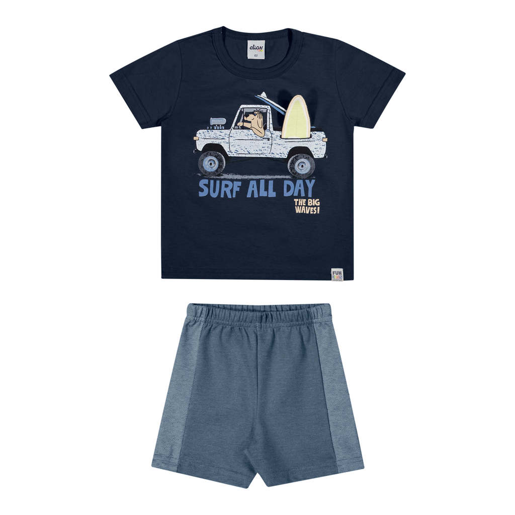 Conjunto Infantil Menino interativo Surf Elian Azul