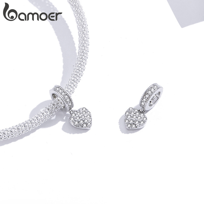 Bamoer Grânulo Em Forma De Coração Pingente De Diamante Completo DIY Pulseira Colar Acessórios Para Presentes Femininos · foto 2