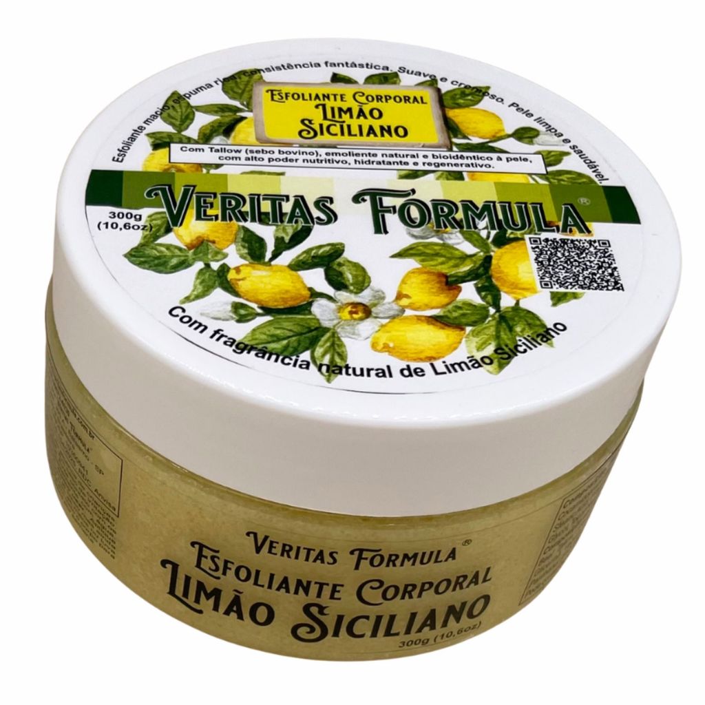 Esfoliante Corporal Natural Veritas Formula - 300g - Pele Macia, Renovada e Perfumada - LIMÃO SICILIANO