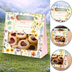 10 EMBALAGEM MALETA COM VISOR E ALÇA FLORES 13X5,5X13CM 5994 (DIA DAS MÃES IDEIA 2026) HOT STAMPING