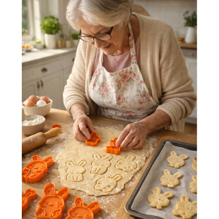 Kit Cortador de Biscoito Coelho Páscoa 4 Peças Confeitaria Fondant Pasta Americana Profissional Molde para Bolacha