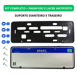 Suporte de Placa Mercosul Dianteiro e Traseiro para Carro + Kit Instalação e Lacre Antifurto em Oferta na Shopee