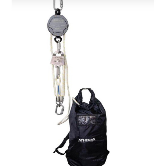 Kit Sistema Resgate C/ 2 Polias Auto Blocante + Mochila Impermeavel 22KN - 150KG X 5:1 12MM X 100MTS REF: AT 588 -ATHENA