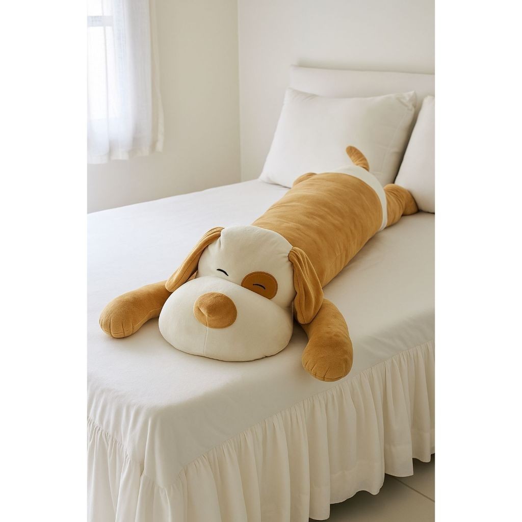 Xuxão Travesseiro de Corpo Cachorro 1,10m –Pelúcia para Crianças, Adultos e Gestantes, conforto, quarto, cama, decoração