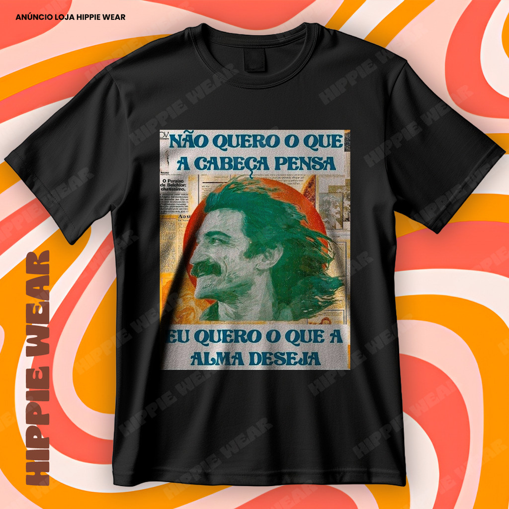 Camiseta Belchior Não Quero O Que A Cabeça Pensa Blusa Camisa 100% Algodão