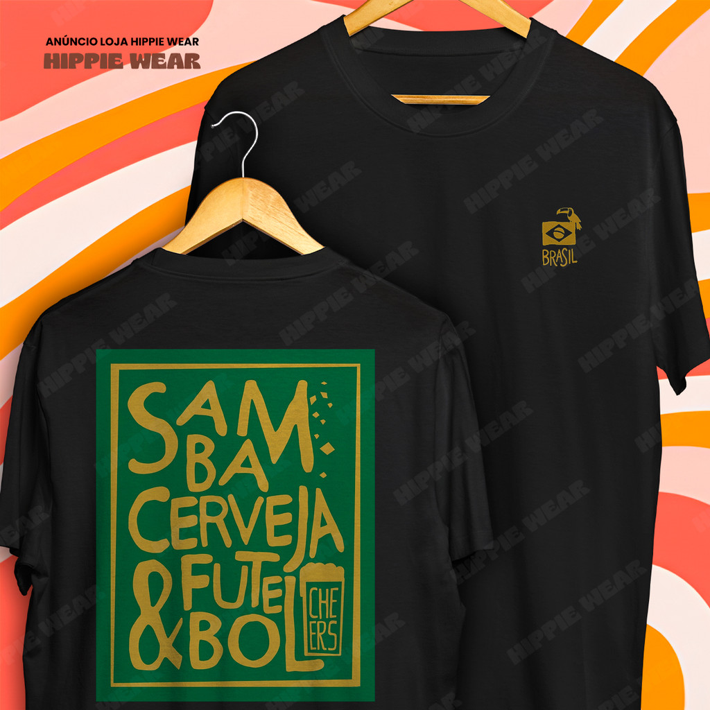 Camiseta Samba Cerveja E Futebol Brasil Blusa Camisa 100% Algodão