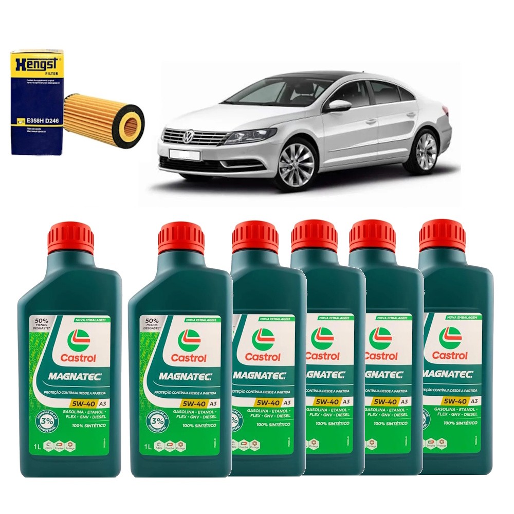Passat Tsi 2.0 Kit Troca Óleo Castrol 5w40 E358HD246