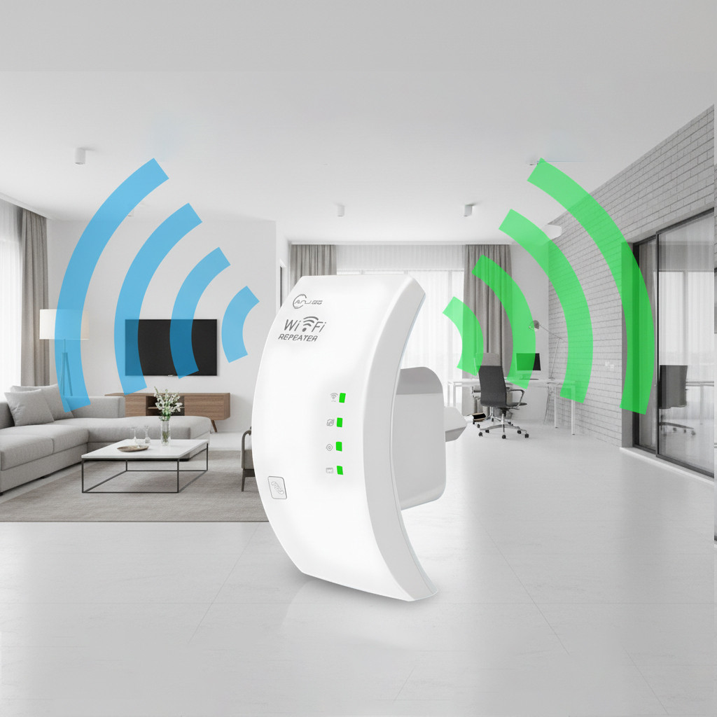 Repetidor WiFi 300Mbps Amplificador de Sinal Wireless Extensor Internet Longo Alcance 2.4GHz