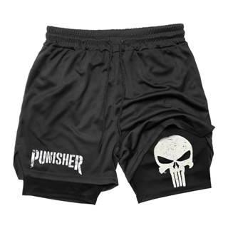 Short 2 em 1 Punisher Proteção UV e Compressão Dry Fit Moda em Oferta na Shopee