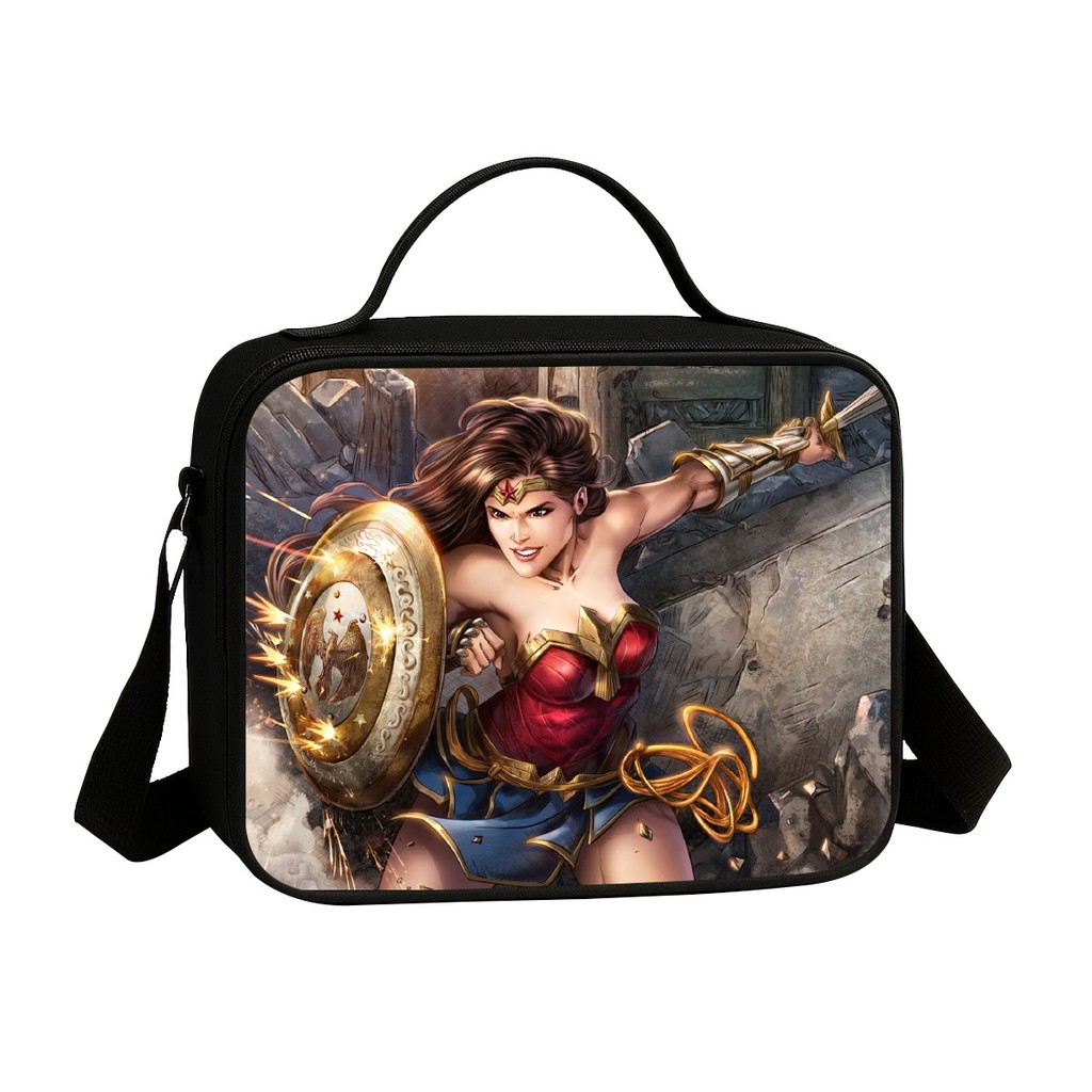 Lancheira Escolar Infantil Bolsa Térmica Estampa Super Heroína Corajosa Feminina Infantil