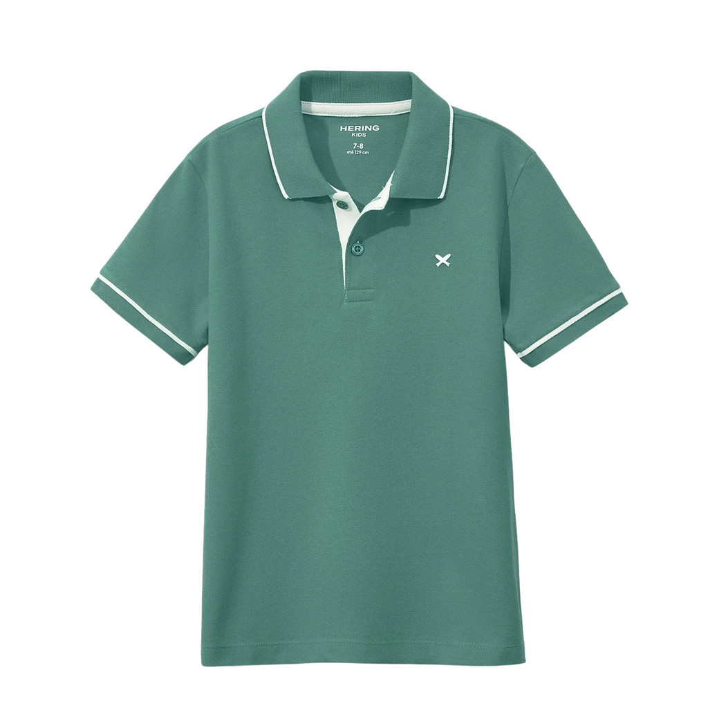 Camiseta Polo Infantil Hering Verde Água