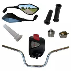 Kit Guidão Peso Manopla Punho Cb500 Retrovisor Z400 P/ Titan Fan 25 150 160 Completo