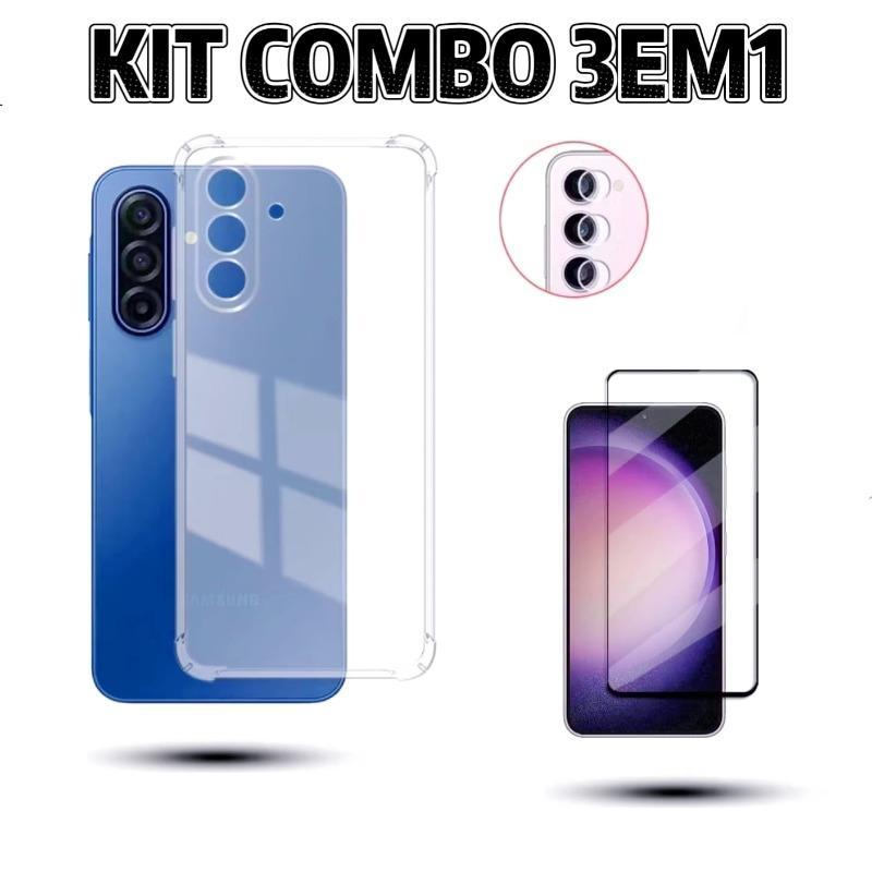 KIt Pelicula Vidro 3D Samsung  A57 A37 A27 A17 A07 A56 A36 A26 A16 A06 A55 A35 A25 A15 A05s Câmera
