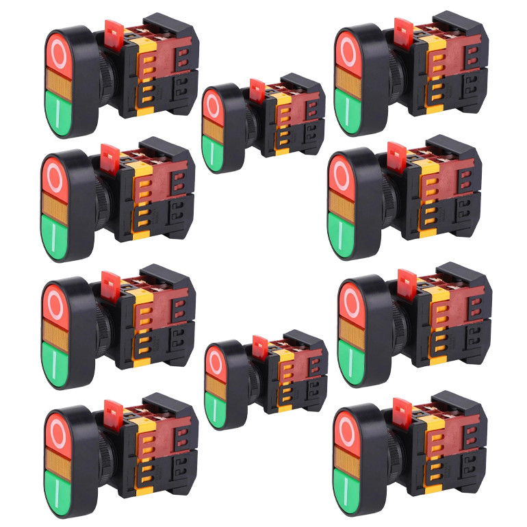 KIT 10 BOTAO DUPLO APBB22 ILUMINADO 220V ST