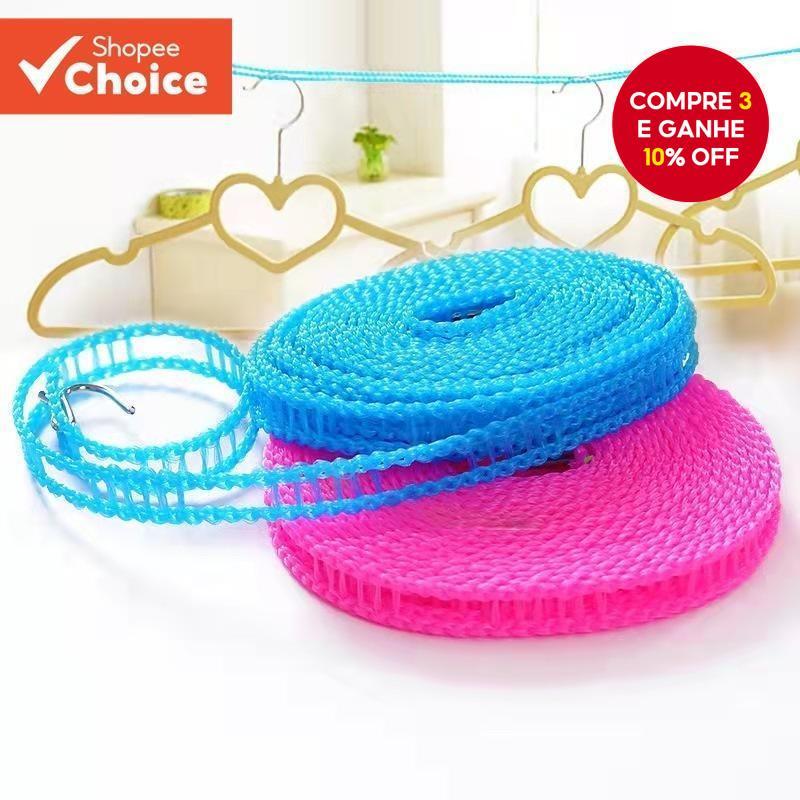 Corda De Secagem De Roupas À Prova De Vento Antiderrapante De 3 Metros-Linha De Suspensão Ao Ar Livre Estilo Cerca Para 