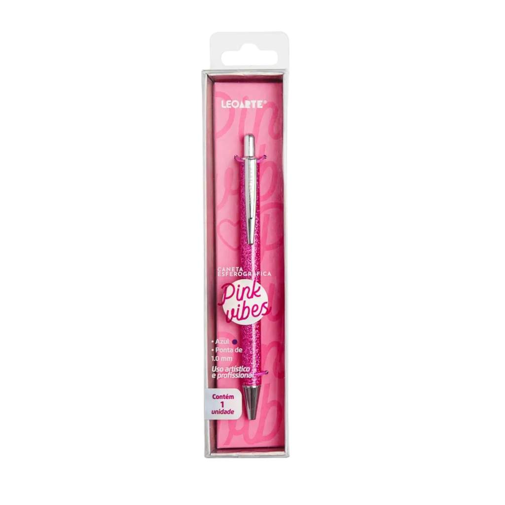 Caneta Premium Pink Vibes - Tinta Azul Estojo c/ 1 unidade Leoarte Leo&Leo Leonora - 97911 em Oferta na Shopee