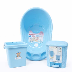 Kit Prático Banheira de Bebê com Balde e Lixeira 03 Peças