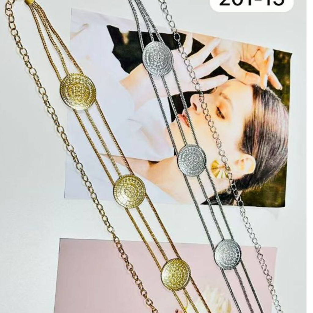 Corrente Moda Cinto Dourado Prata Estiloso Acessório Feminino Moda Influencer LQZ201-15