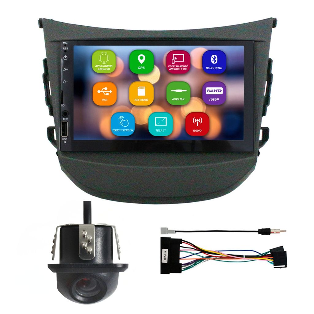 Kit Multimídia 7 Pol HB20 2012 13 A 16 2017 2018 19 2020 Android 2Gb Ram 32Gb Flash Quad-Core 2 Din Preto Wifi Gps Ips