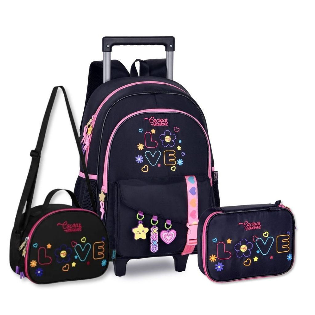 Mochila Cacau Haxkar com Lancheira Térmica e Estojo Box