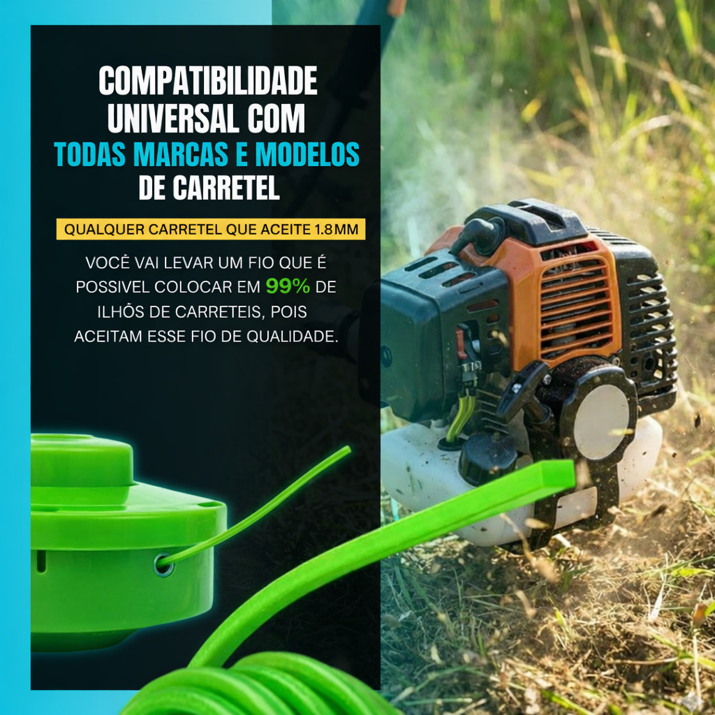 Fio Nylon de Roçadeira e Aparador Elétrico de Grama 3MM Quadrado e 1.8MM Redondo - Compativel com Sthil , Tramontina — imagem 2 de 2