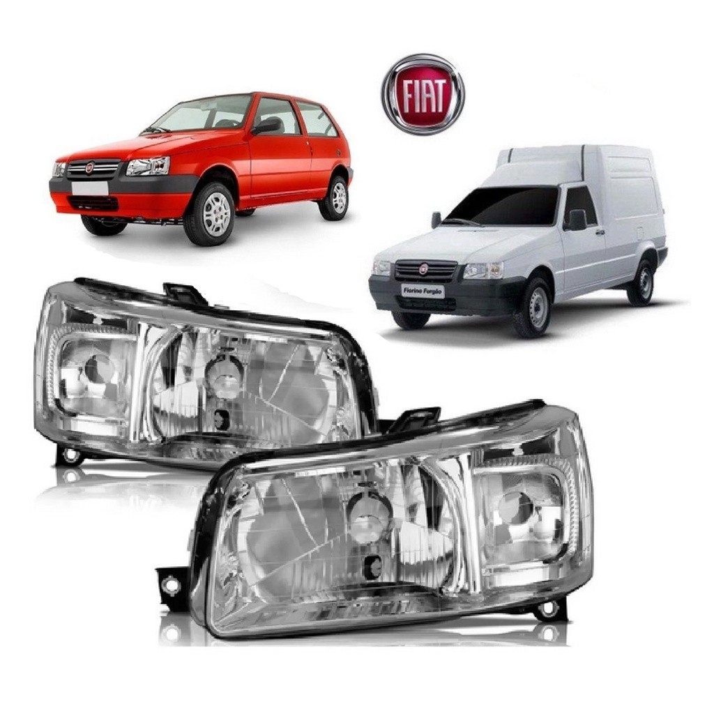 Par Farol Fiat Uno Pitbull Fiorino Cromado 2004 2005 2006 2007 2008 2009 12 11 2013 Acrílico em Oferta na Shopee