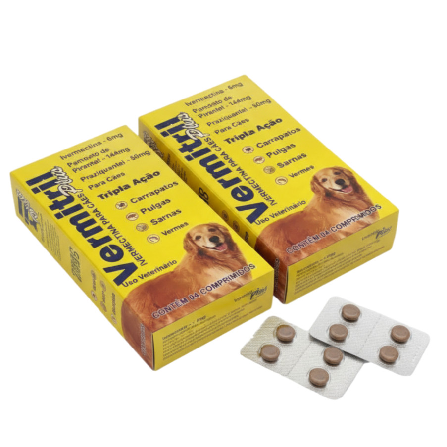 Anti Pulgas E Carrapatos 8 comprimidos Para 30kg cada. Tripla ação . Contra pulgas, carrapatos e sarnas Vermitril plus