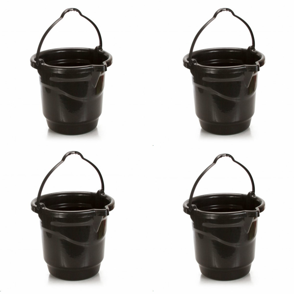 Kit 4 Baldes Graduados 18L com Bico Preto Ercaplast