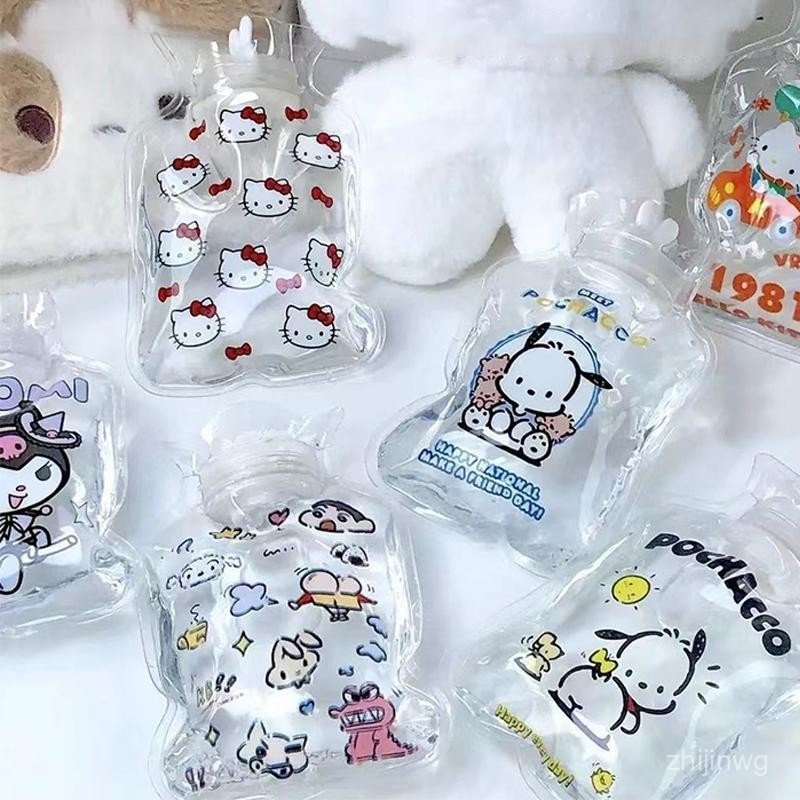 Aquecedor de Mãos Portátil Gato Fofo Garrafa de Água Quente Transparente de Desenho Animado para Estudantes